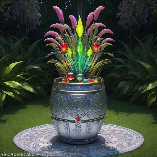 Candy Barrel in Garden, Photorealistic Art Deco
