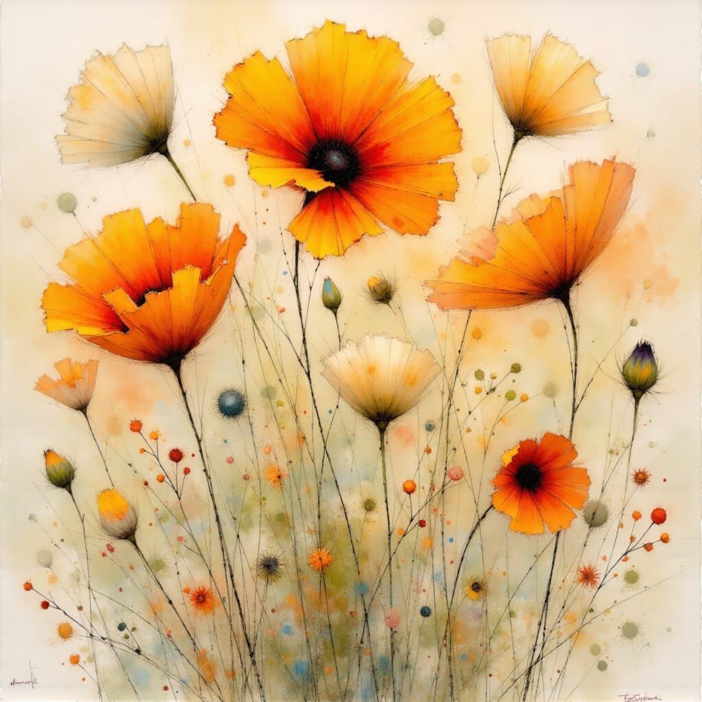 Vibrant Orange Flowers in Natural Style