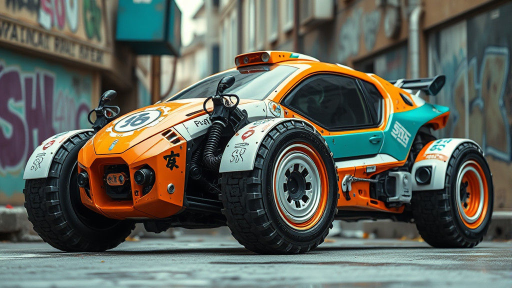 Cyberpunk Future Buggy in Graffiti Street Scene