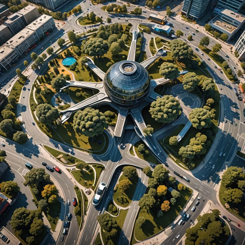 Futuristic Cityscape with Flying Vehicles