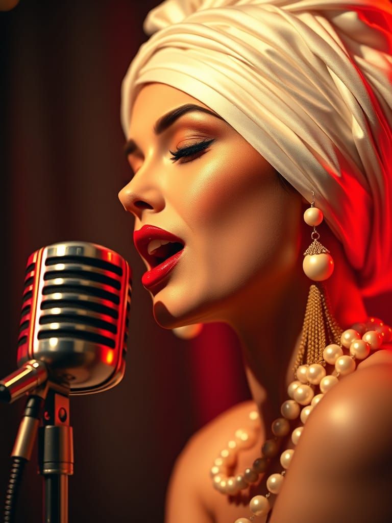 Vintage Cabaret Showgirl in Art Deco Style