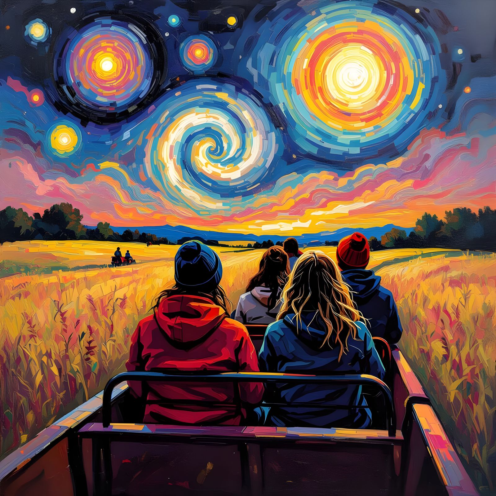 Surreal Teenage Hayride Through Dreamlike Landscape