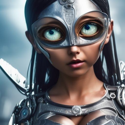 Cyborg Battle Angel in Perfect Balance: 4K Cinematic Portrai...