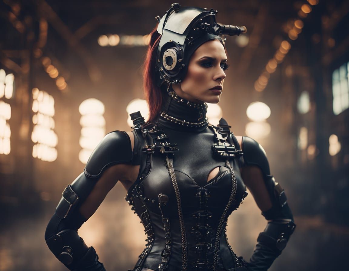 Gothic Fine Art Portrait with Chrome Robots