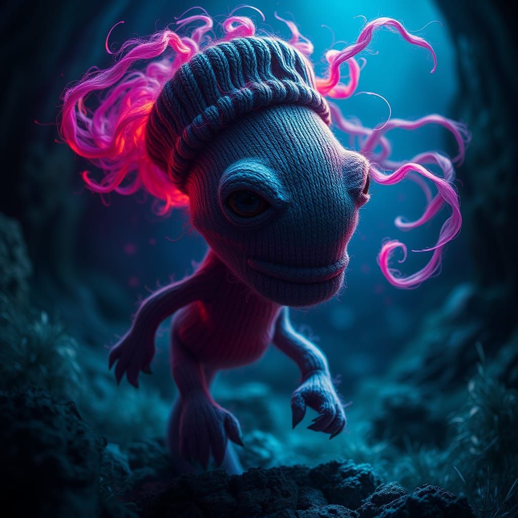 Lost Sock Creature in Dark Surrealist Style