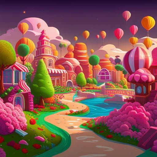 Magical Candy Land with Syrup Rivers