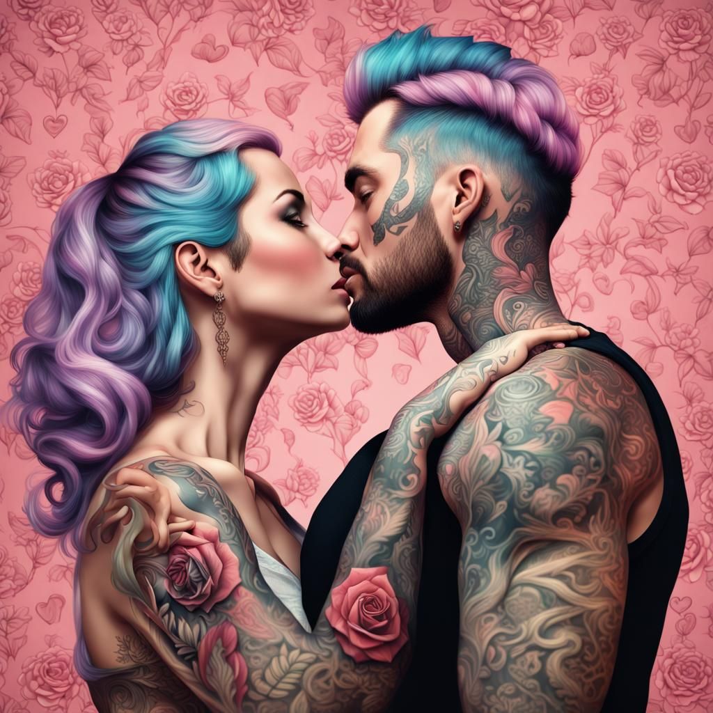 Pop Art Valentine's Couple in Love