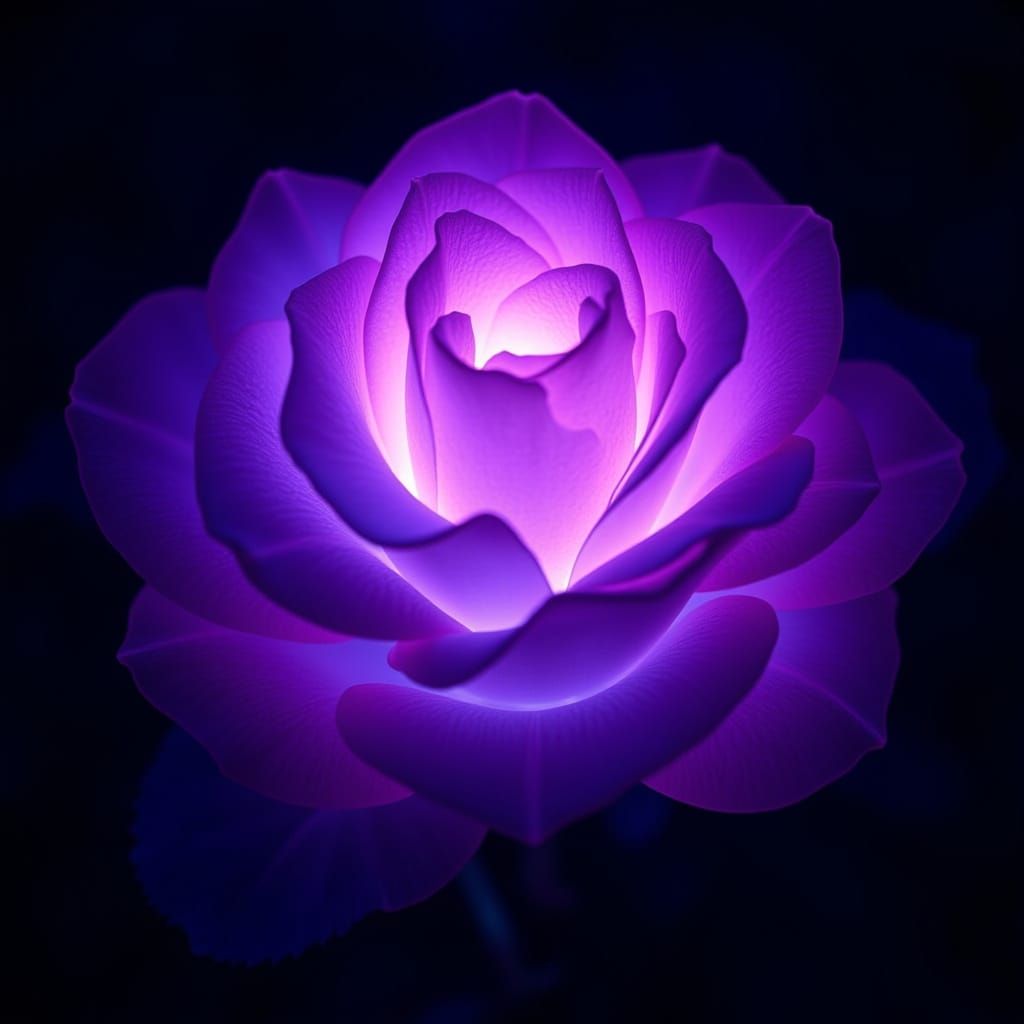 Bioluminescent Rose in Flux Glow Style