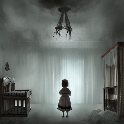 Creepy Dolls in Haunted Nursery: Horror Concept Art