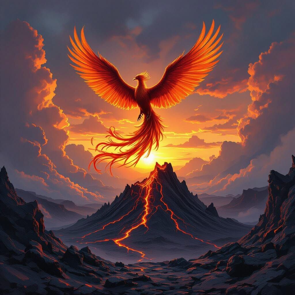 Phoenix Rising: Volcanic Fantasy Art