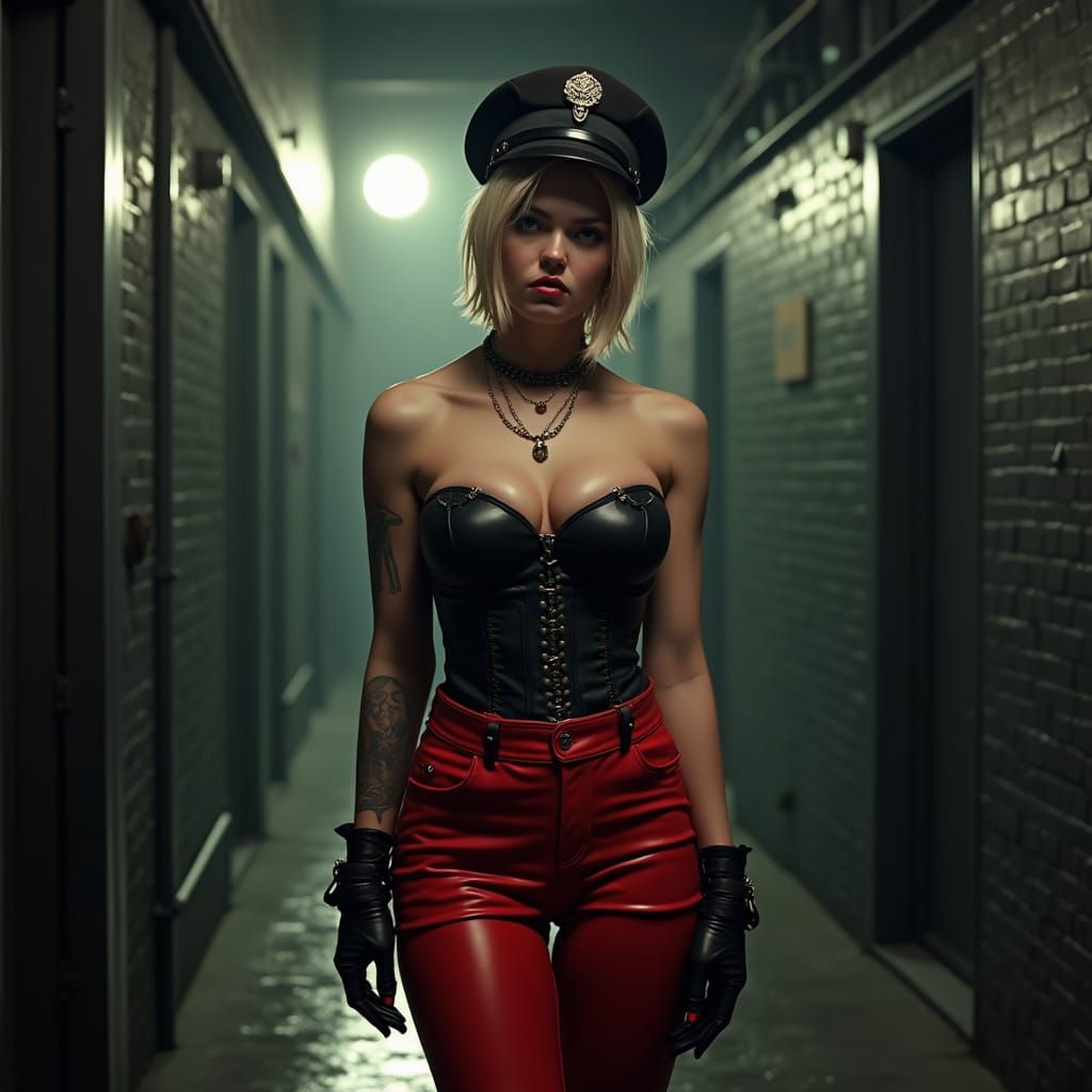 Hyper-Realistic Punk Biker Portrait in Triadic Color Scheme