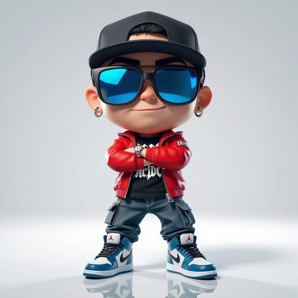 Stylish 3D Caricature with Modern Accessories