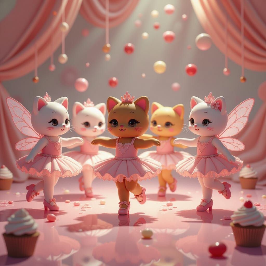 Candy Ballerinas Dance in Candyland: Pollock-Inspired Illust...