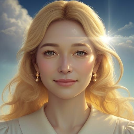 Ethereal Portrait of a Blissful Woman in Golden Hour Light