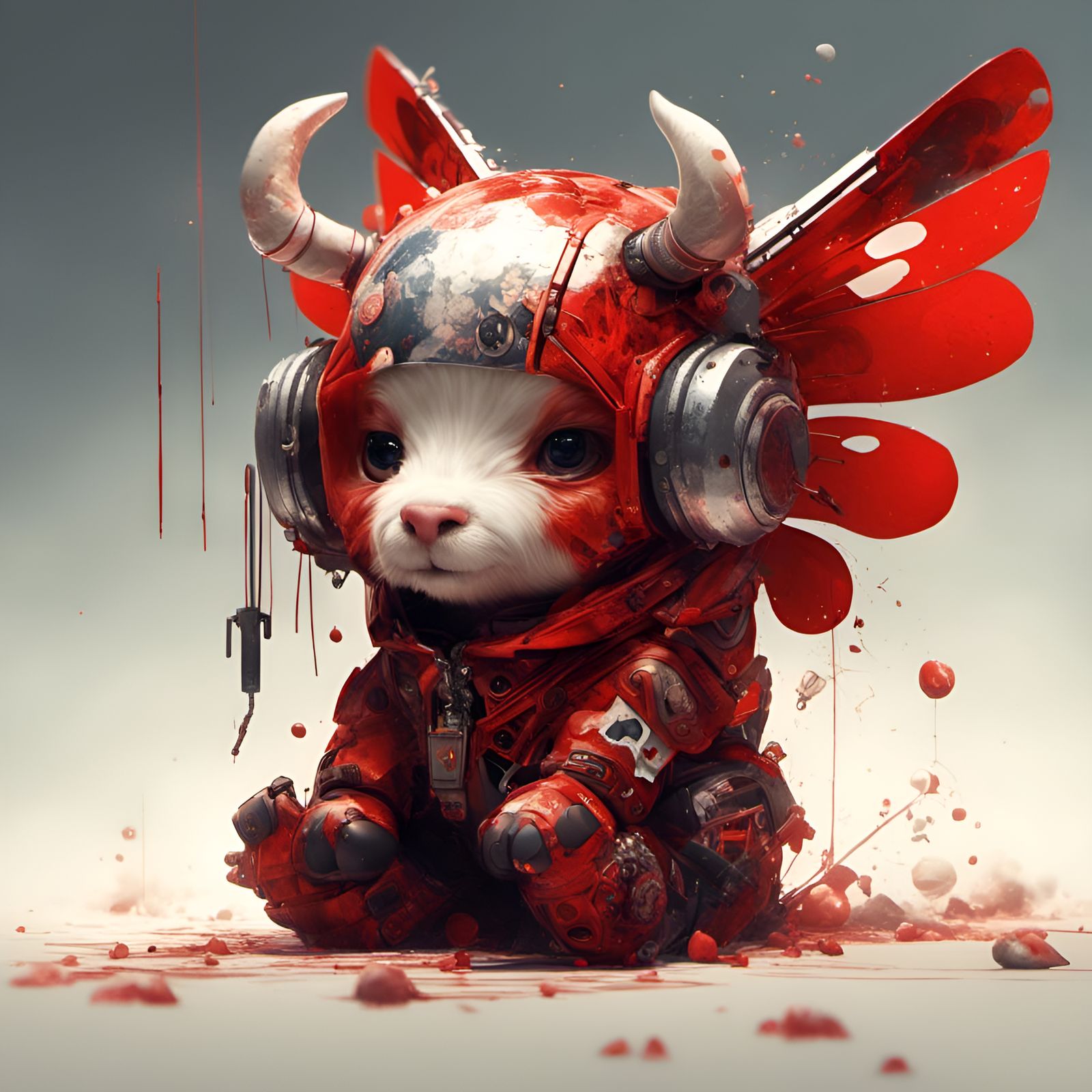 Adorable Red Bull with Wings in Detailed 3D