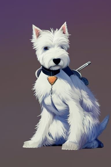 Futuristic Anime Terrier with Cannon Armor