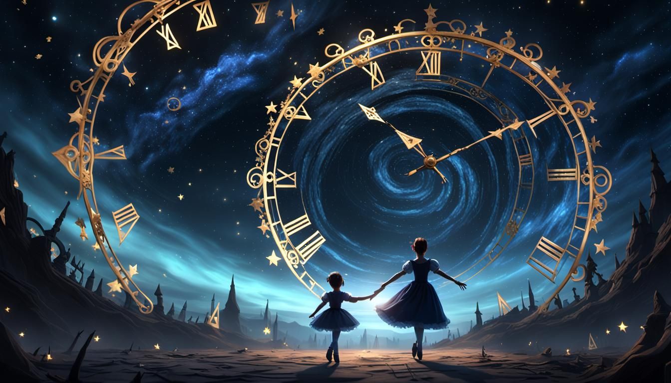 Creepy Clockwork Nightmare: Ballet Puppet in Starry Sky