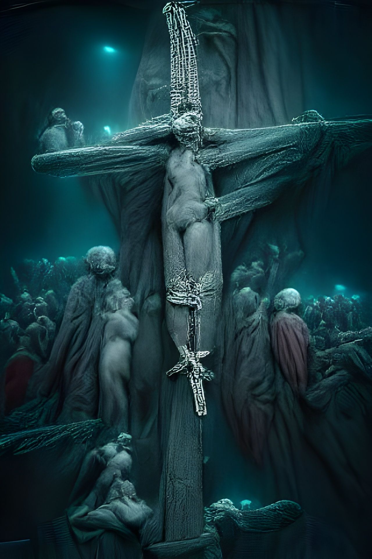Crucifix in Heavenly Gustave Doré Style