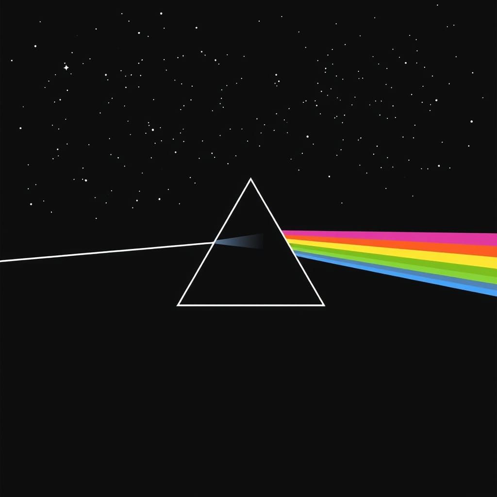 Prism Refracting Rainbow Light in Starry Sky