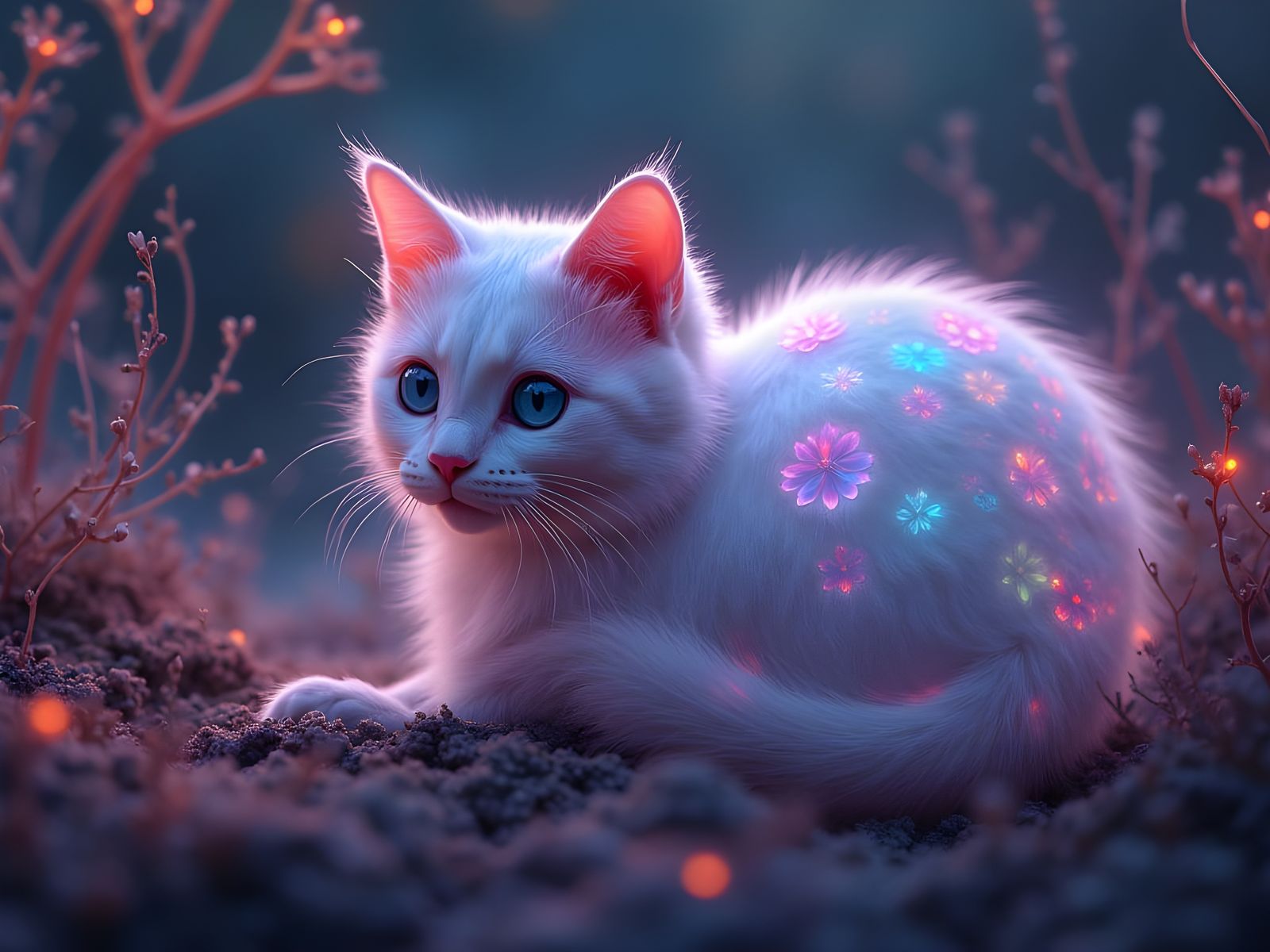 Cat in Vascular Biome: Hyperrealistic Photograph