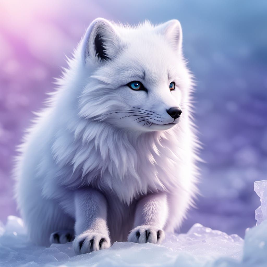 Arctic Fox Portrait in Pastel Hues