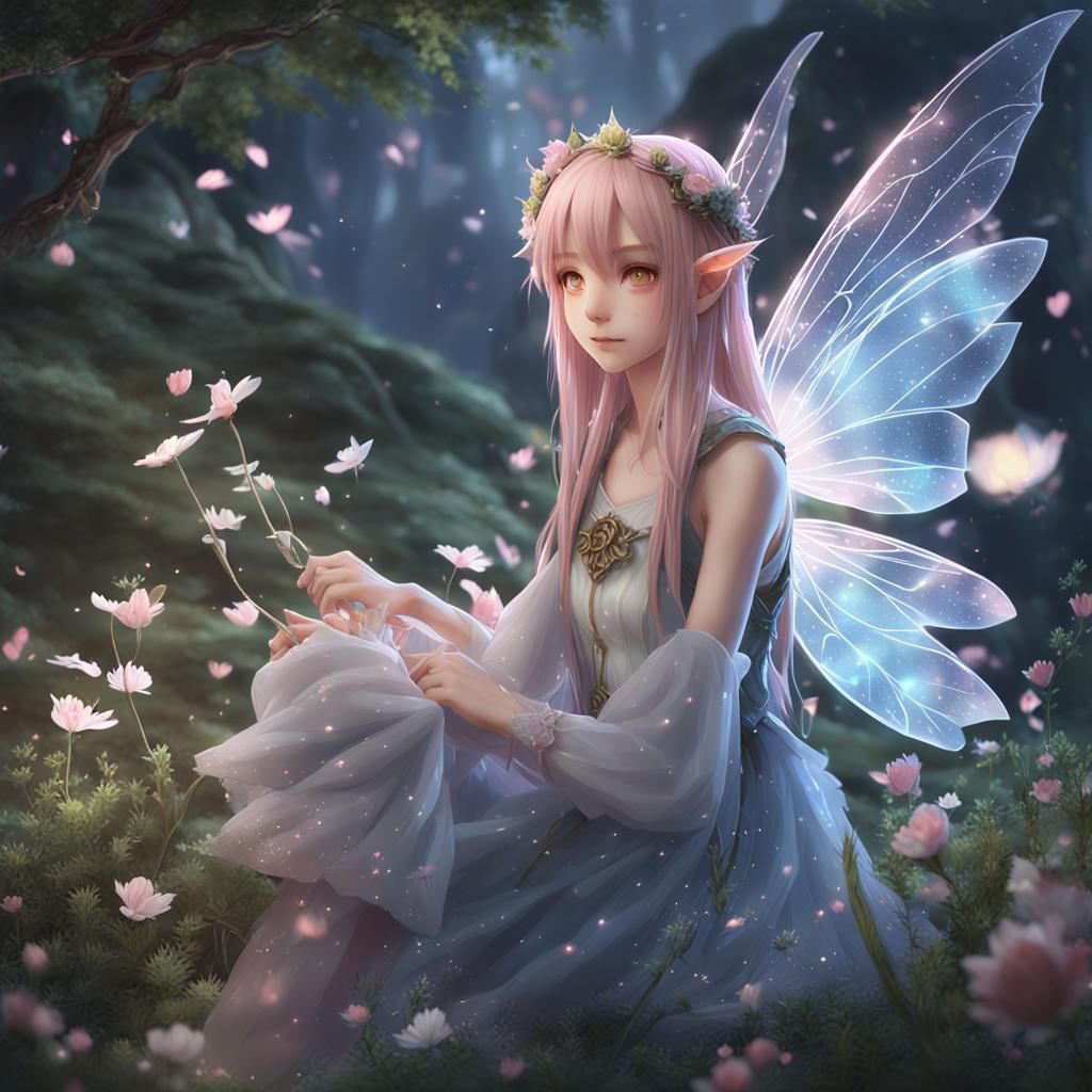 Anime-Style Fairy in Detailed 3D Rendering