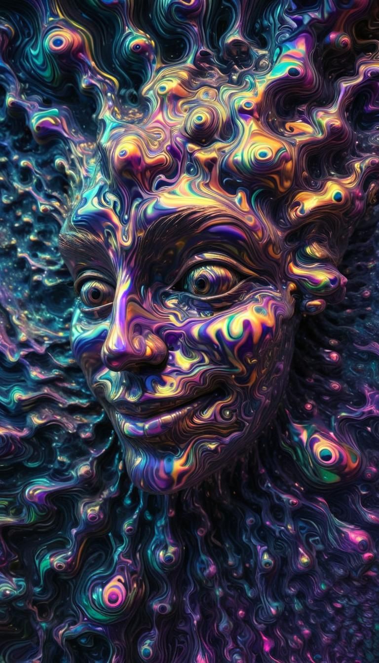 Psychedelic Portrait of Mystical Face