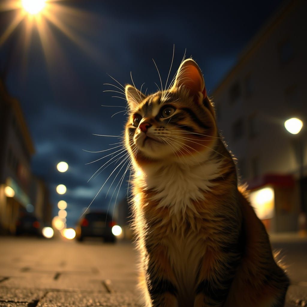 Majestic Cat Illuminated by Heavenly Sunshine