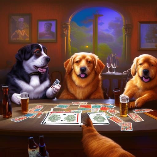 Dogs Play Poker: 3D Concept Art