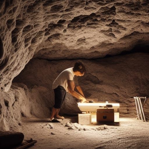 Caveman Assembles Ikea Furniture: Geometric Abstract Art