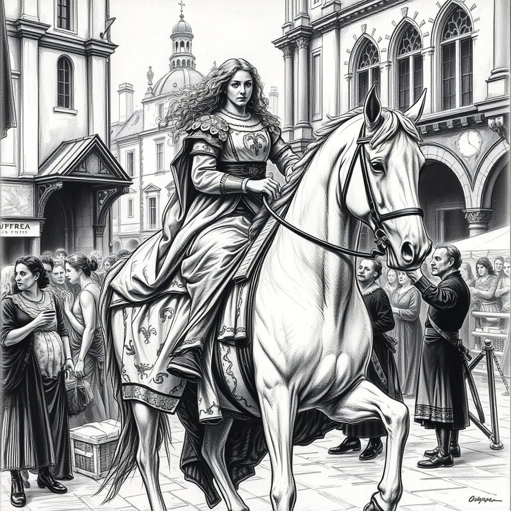 Medieval Lady Godiva Rides Majestically Through Market Squar...