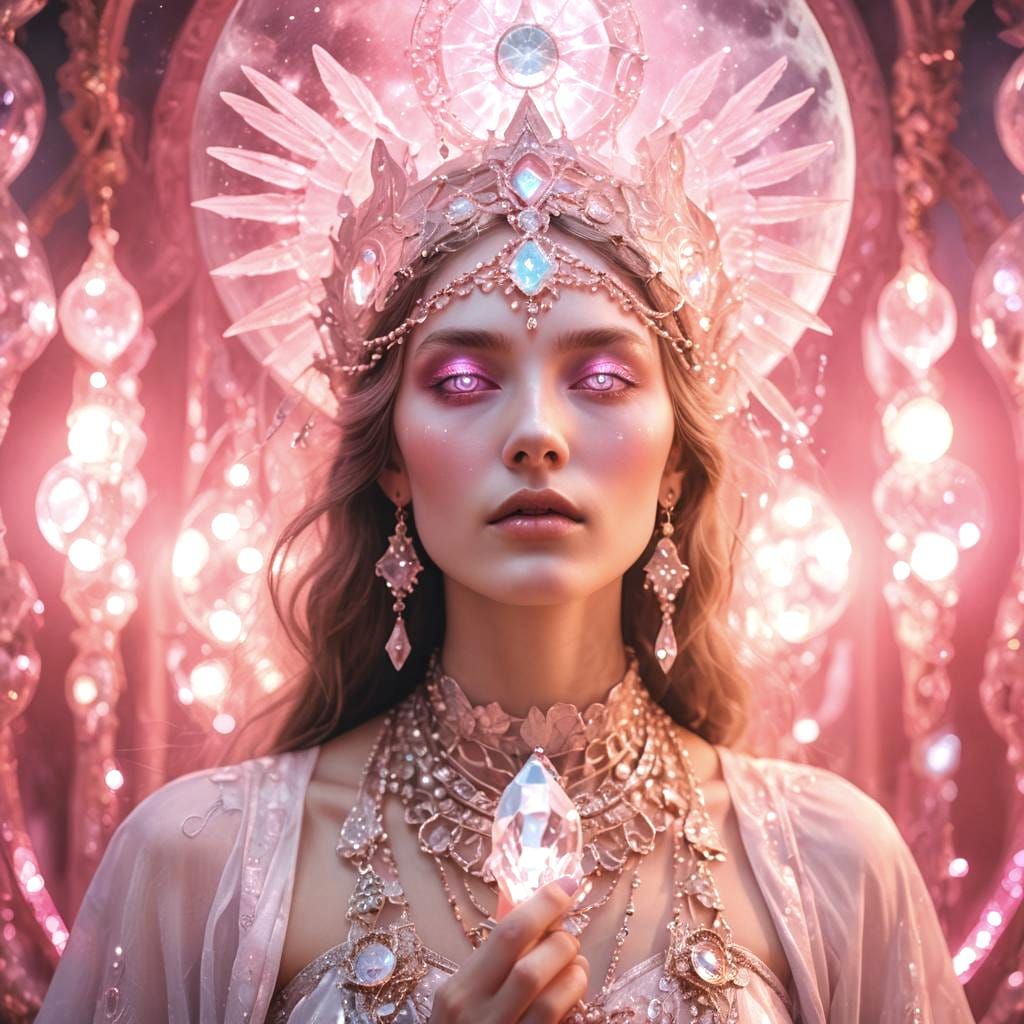 Cosmic High Priestess in Pastel Pink Light