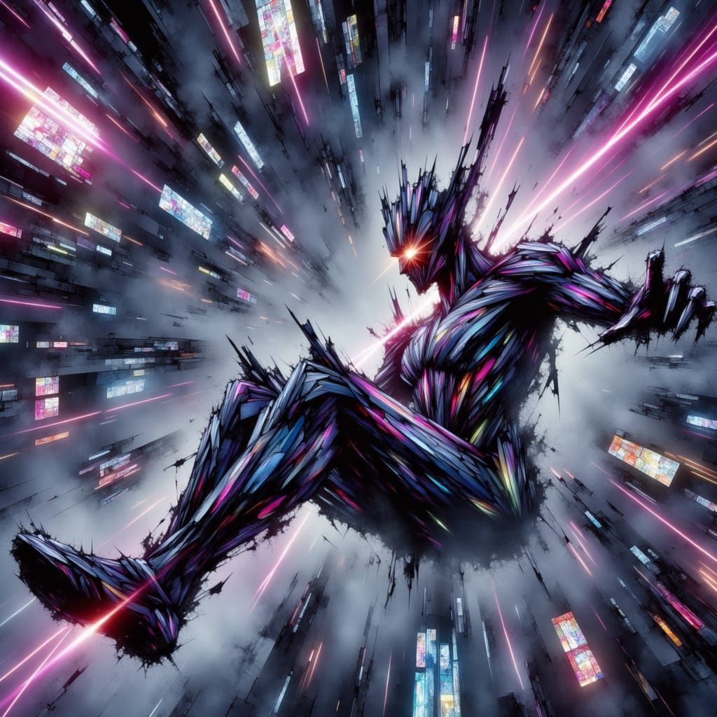 Futuristic Neon Carousel Pods in Cyberpunk Cityscape