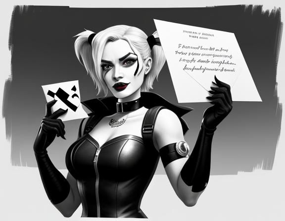 Harley Quinn in Lichtenstein Style Fine Art