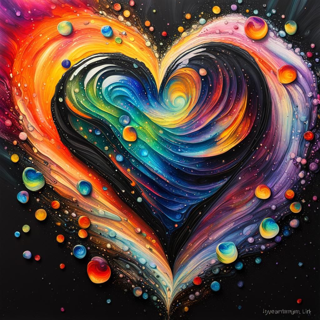 Polychromatic Heart in Neo-Impressionist Style
