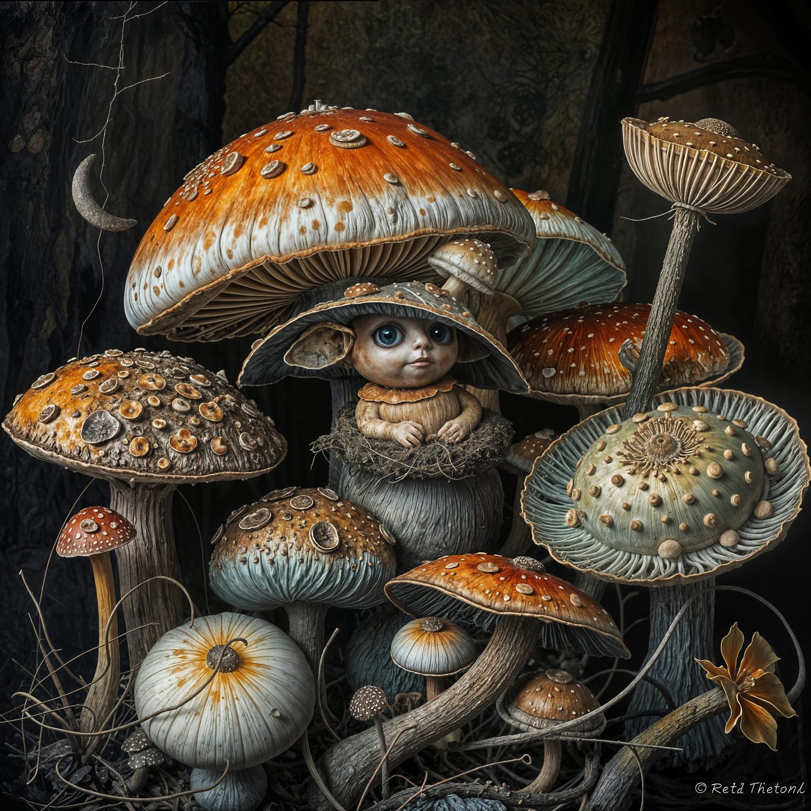 Mystical Mushrooms in Iridescent Light