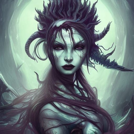 Horrifying Mermaid Demon in a Soul Vortex