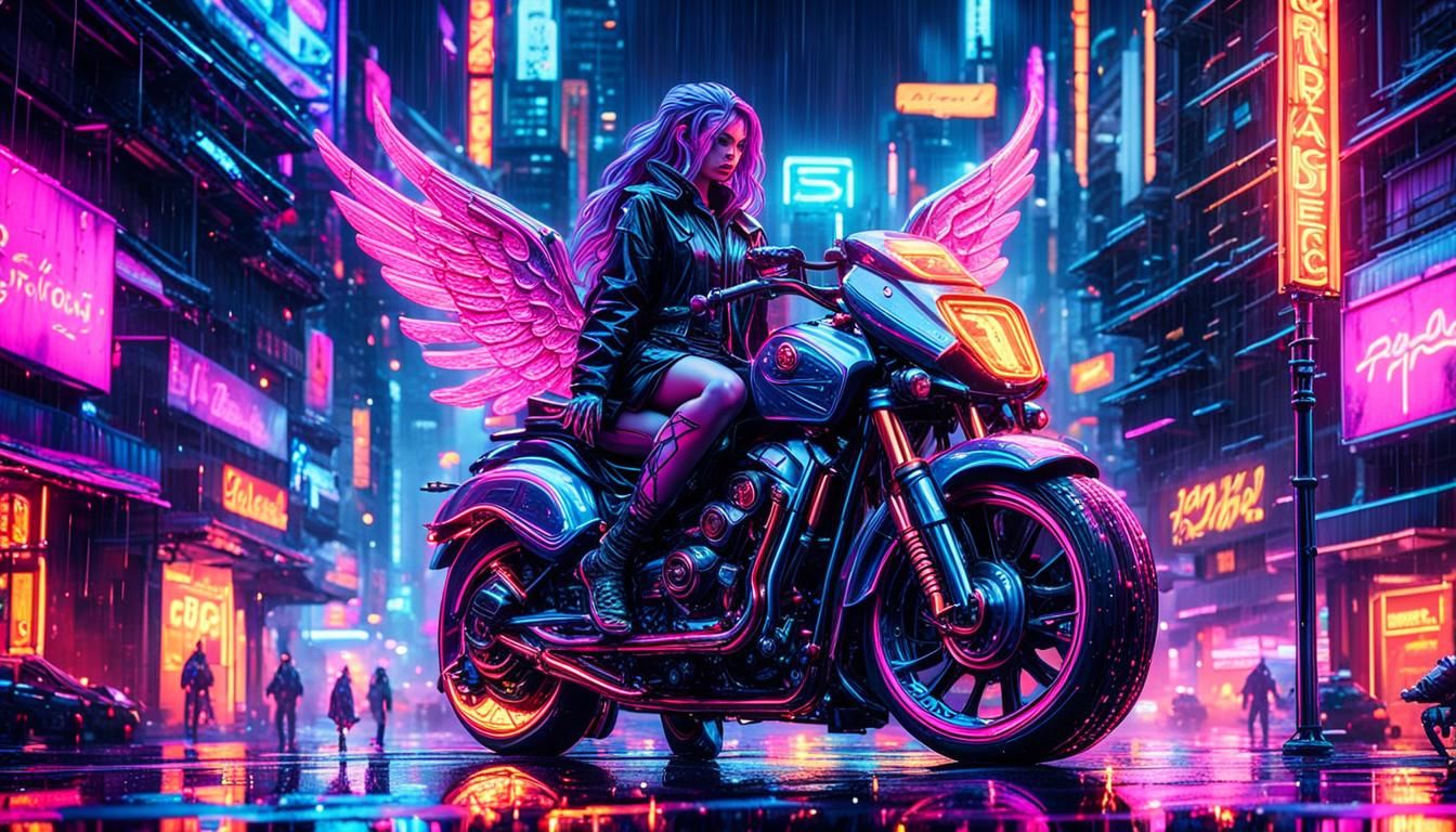 Futuristic Goddess of Love in Cyberpunk Neon Noir