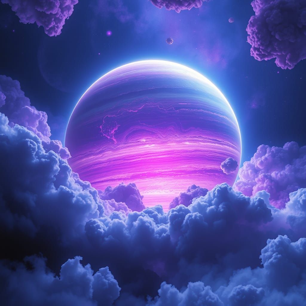 Surreal Gas Giant Planet Illuminated by Ethereal Light