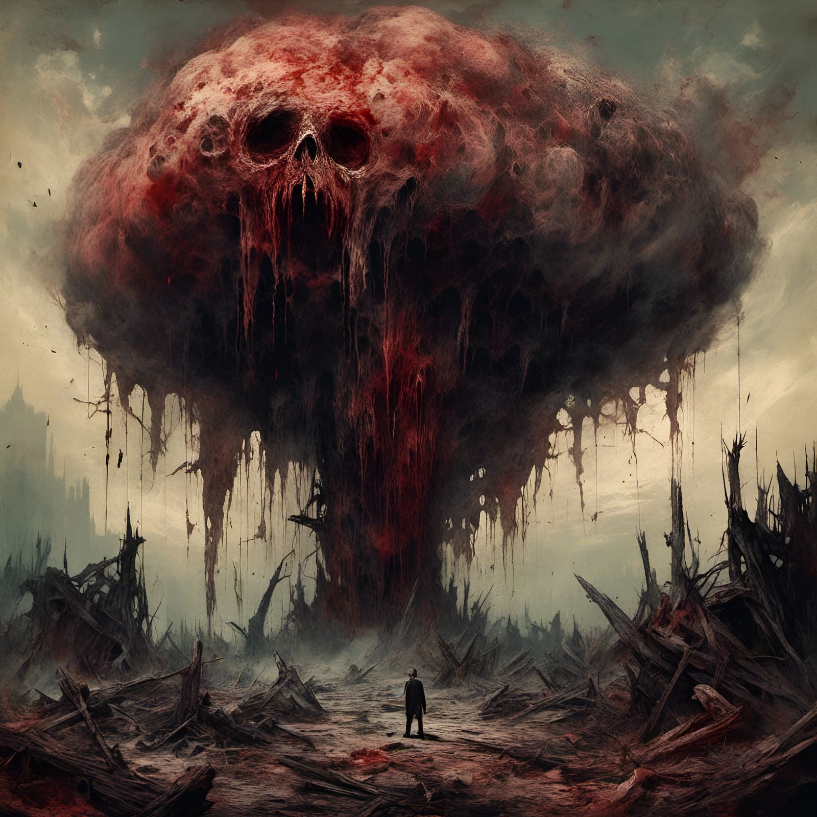 Post-Apocalyptic Zombie in Macabre Horror Illustration