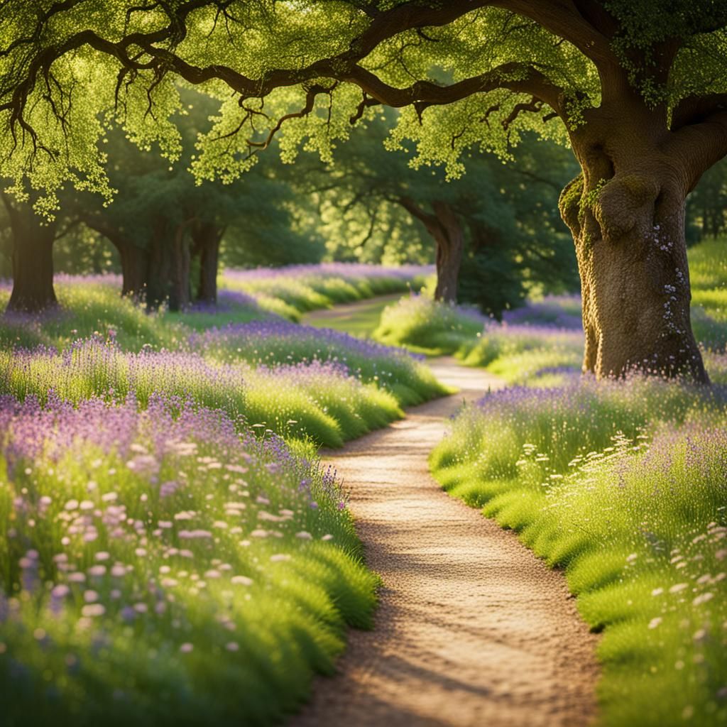 Idyllic English Countryside Path at Golden Hour