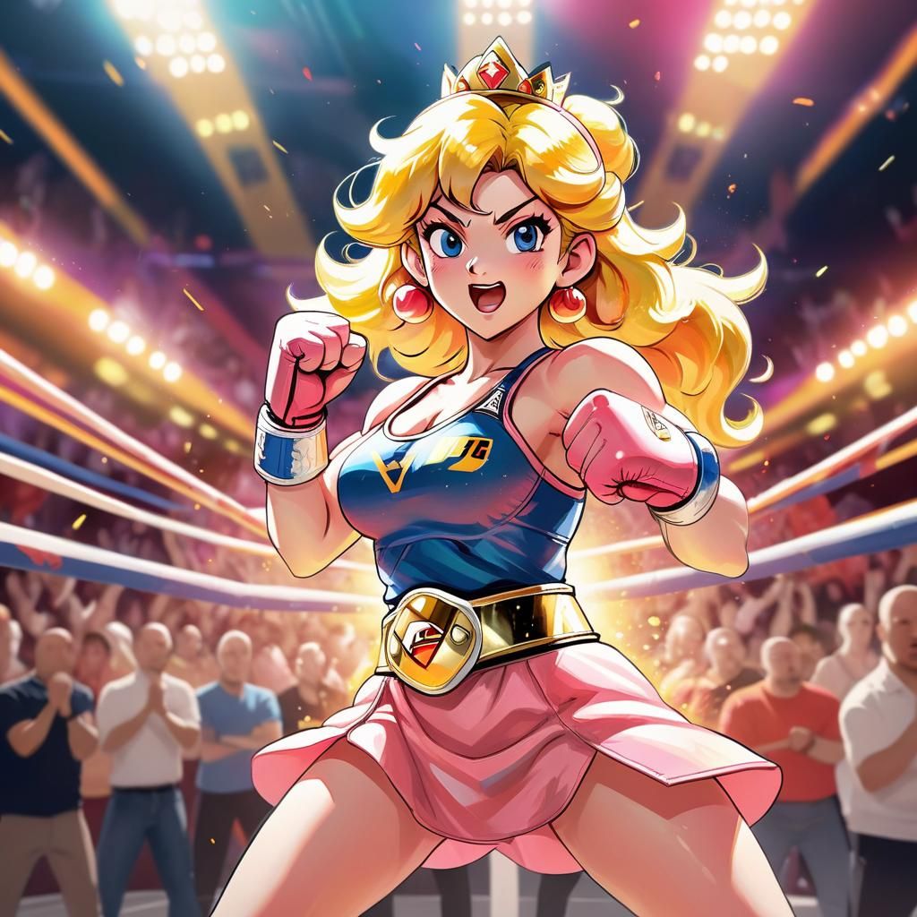 Vibrant Princess Peach as UFC Fighter in Action
