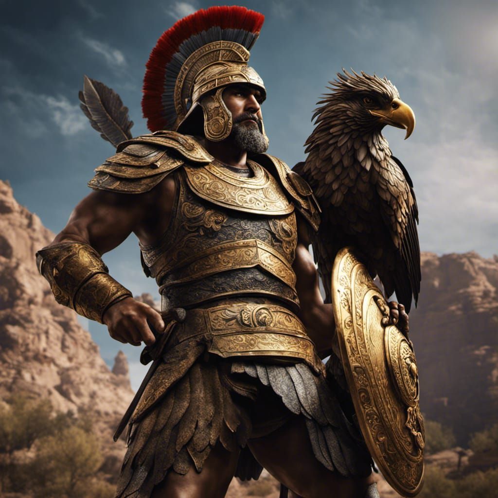 Trojan Warrior and Eagle Portrait in Unreal Engine