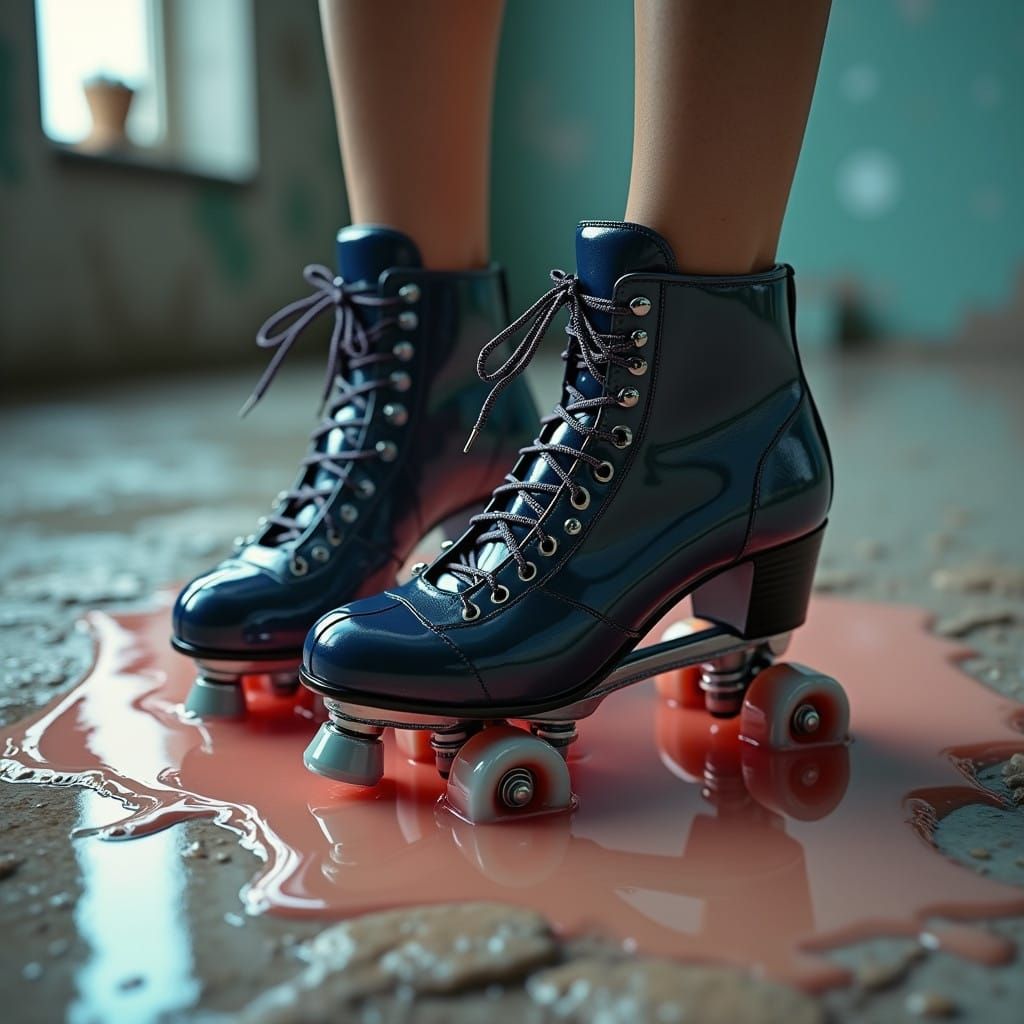High-Heeled Roller Skates in Iridescent Glue
