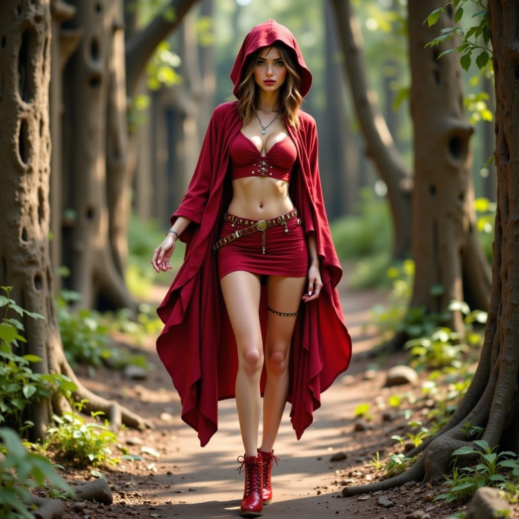 Red Riding Hood in Jungle Ruins