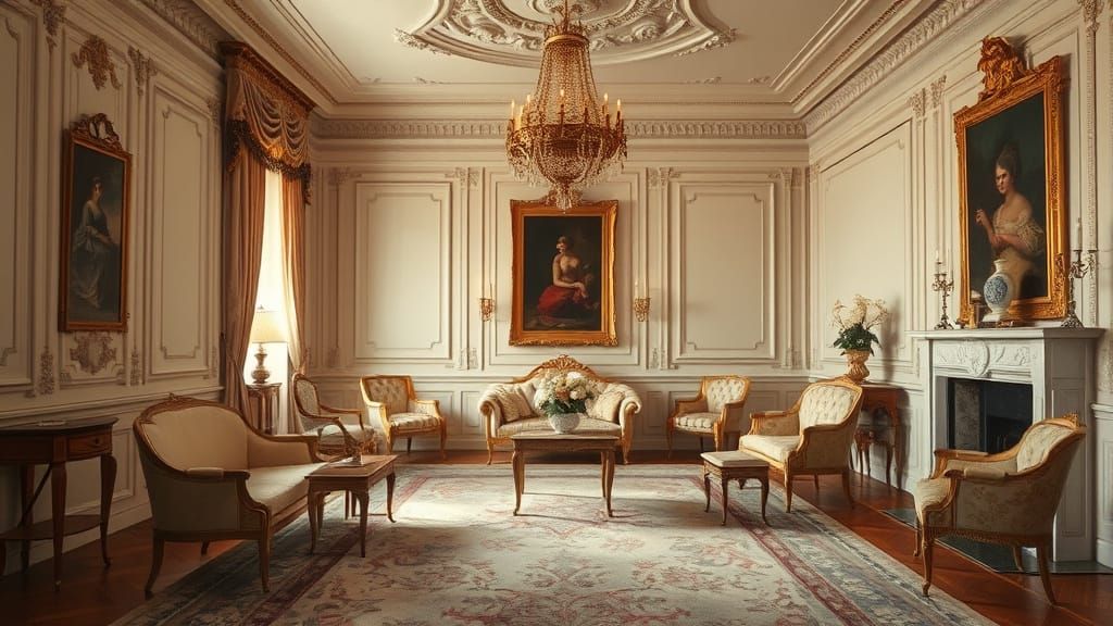 Elegant French Neoclassic Interior in Pastel Hues