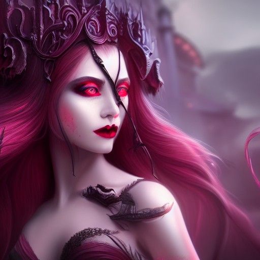 Detailed Matte Painting of a Vampire Girl