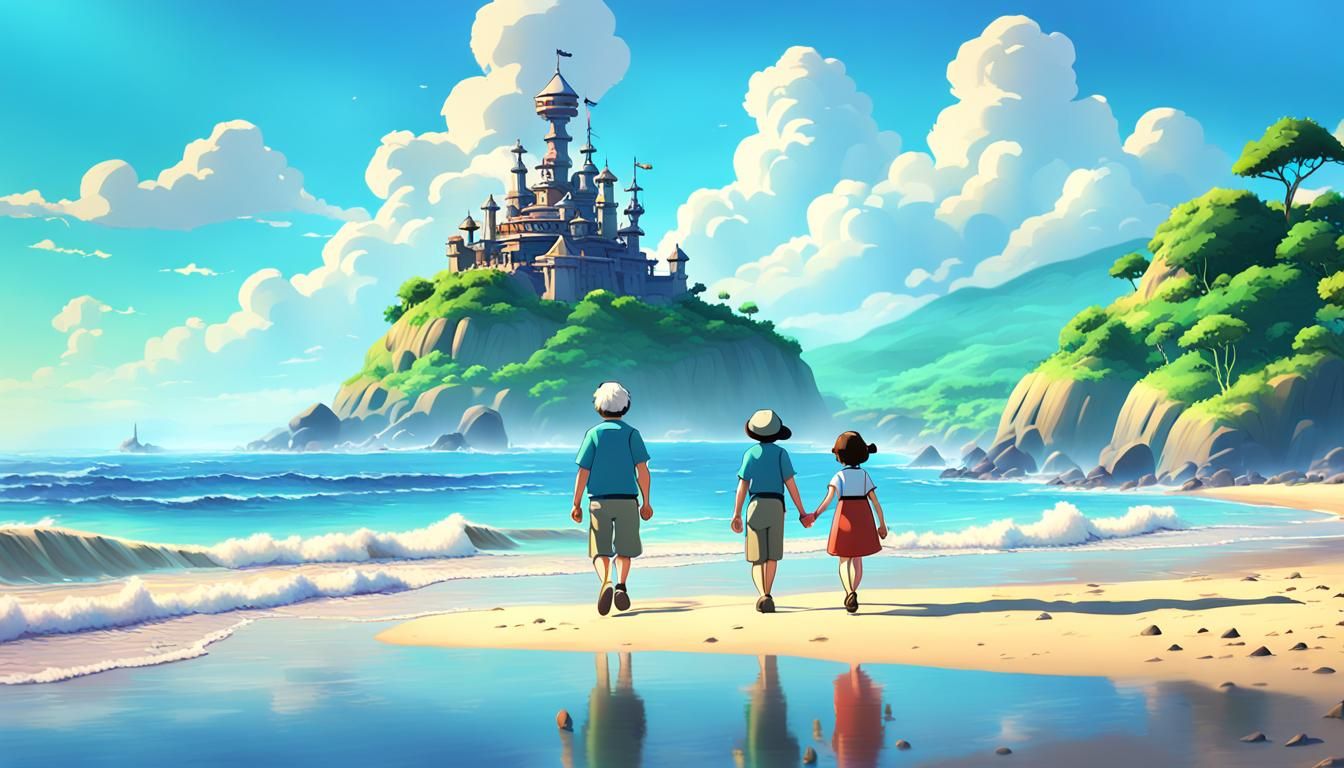 Beach Walk: Studio Ghibli-Inspired 3D Render