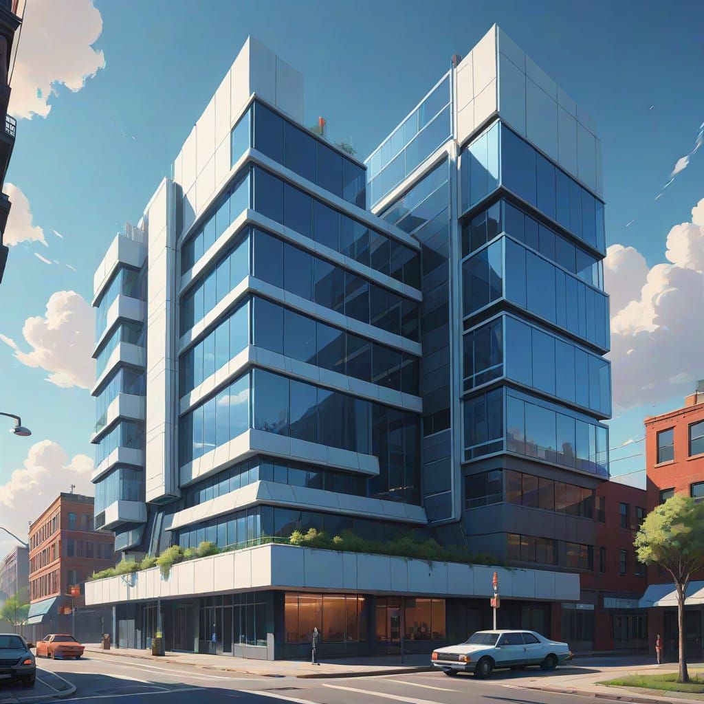 Sleek Modern Skyscraper in Hyper-Realistic Rendering