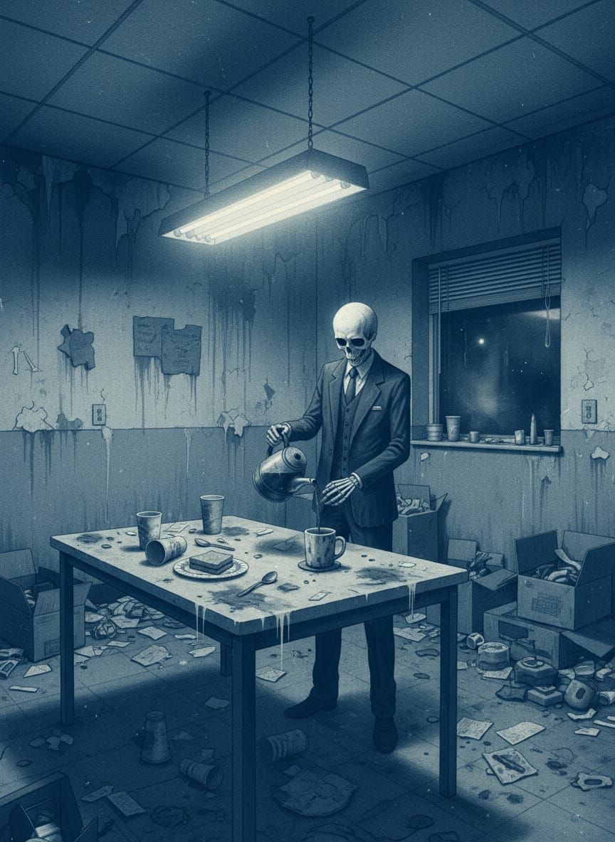 Skeleton Executive Death in Outer Space Office